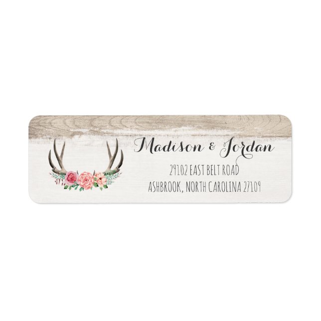 Floral Antlers Rustic Wood Custom Wedding (Front)