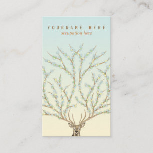 Floral antlers to deer head woods god illustration business card