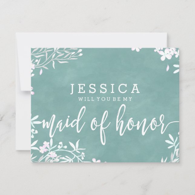 Floral Any Colour Will You Be My Maid of Honour Invitation (Front)