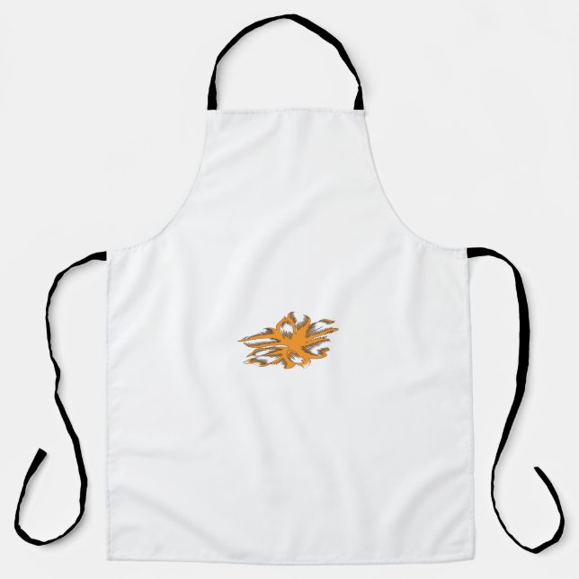 Floral Apron White Kitchen Apron Minimal Flower (Front)