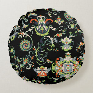 Floral Arabic Ornament: Seamless Traditional Round Pillow