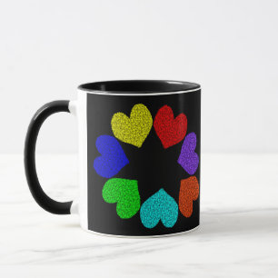Floral Arc-en-ciel amour Coeur Mug