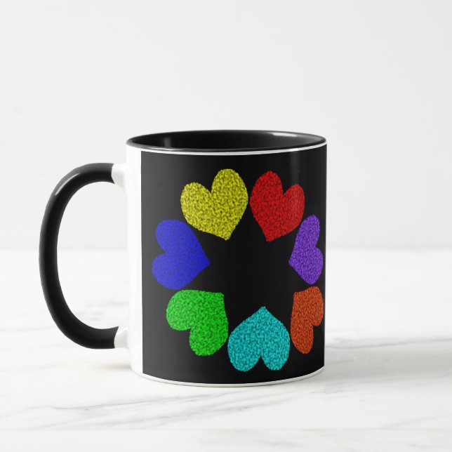 Floral Arc-en-ciel amour Coeur Mug (Gauche)