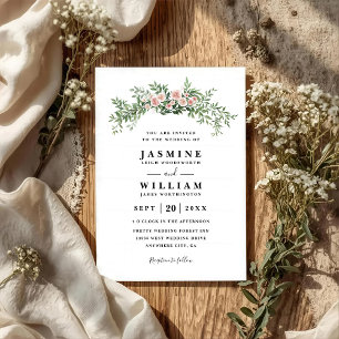 Floral Arc Rustic Elegant Modern QR Code Wedding Invitation