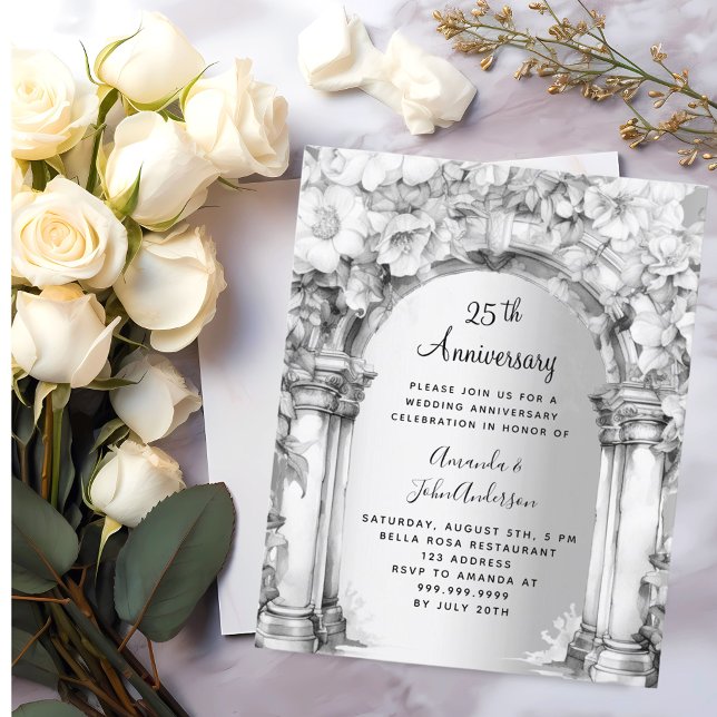 Floral arch 25th wedding anniversary invitation (Creator Uploaded)