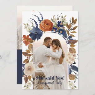 Floral Arch 2 Photo Engagement Party Invitation