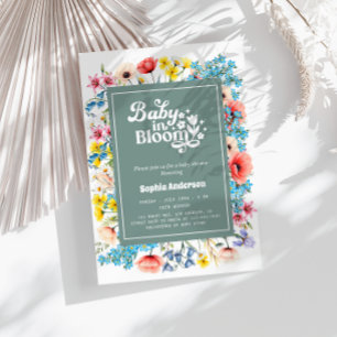 Floral Arch Baby Shower – Baby in Bloom Sage Green Invitation