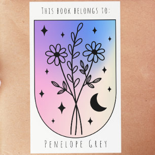 Floral Arch Celestial Hologram Pastel Book Plate Sticker