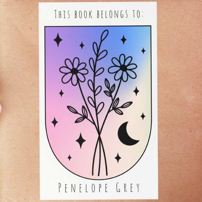 Floral Arch Celestial Hologram Pastel Book Plate Sticker (Creator Uploaded)