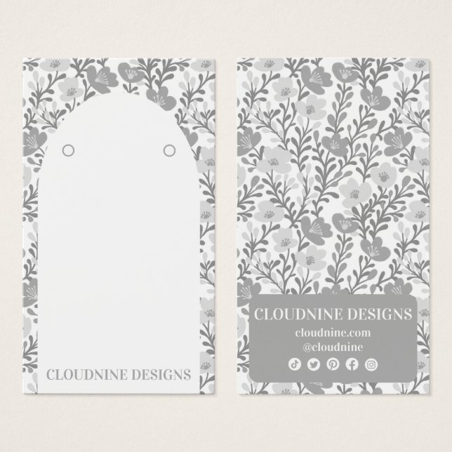Floral Arch Chic Grey Earring Jewellery Display Ca (Front & Back)
