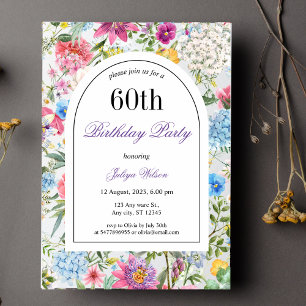 Floral Arch Frame 60th Birthday Invitation