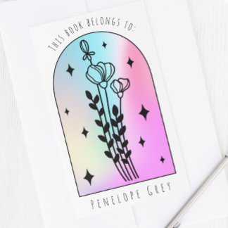 Floral Arch Hologram Pastel Book Plate Sticker
