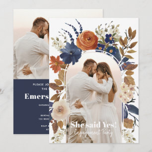 Floral Arch Photo Engagement Party Invitation
