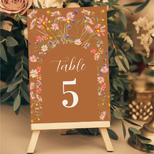 Floral Arch Terrcaotta Fall Wedding Table Number