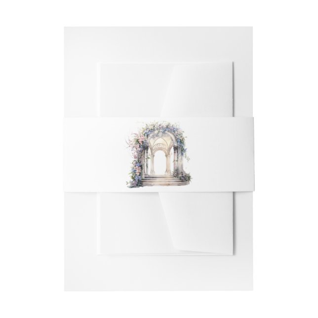 Floral Arch Wedding Invitation Belly Band (Front Example)