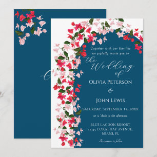 Floral Arch with Bougainvillea wedding Invitation