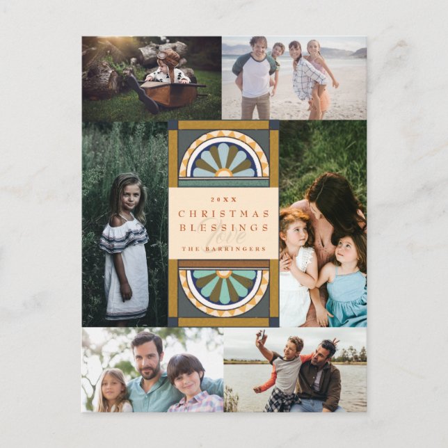 Floral Arches Christmas Multi Photo Holiday Postcard (Front)