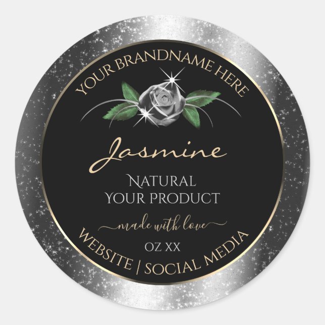 Floral Argent Noir produit Étiquettes Éperche Part (Devant)