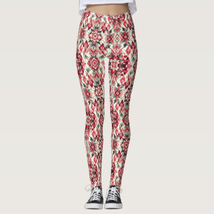 Floral argyle Valentine's day Leggings