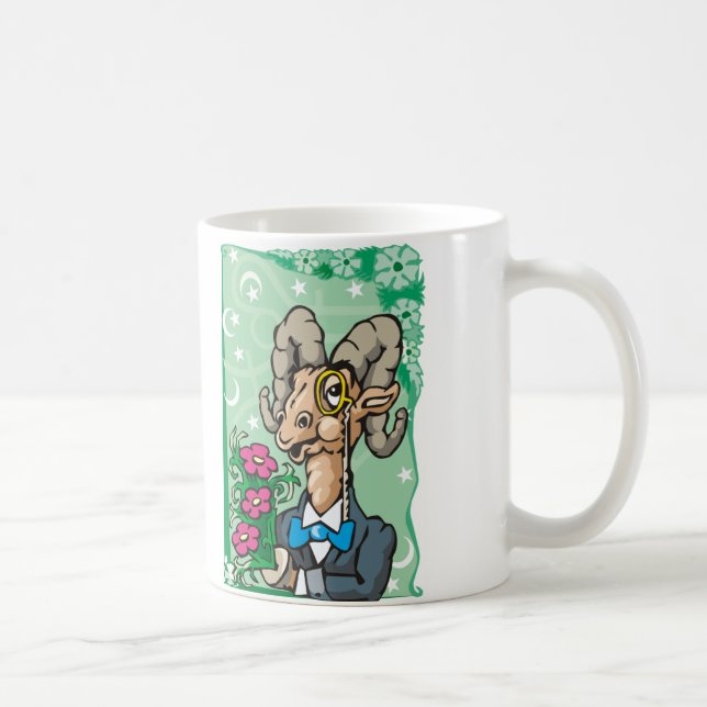 Floral Aries with Monocle and Bow tie Coffee Mug (Right)
