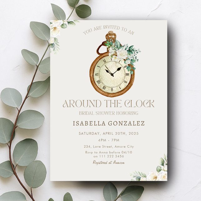 Floral Around the Clock Bridal Shower Invitation (Floral Around the Clock Bridal Shower Invitation)