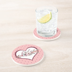Floral arrow valentine coaster