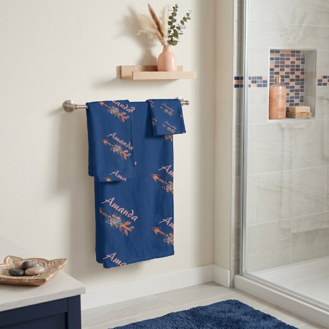 Floral arrows personalized  bath towel set (Creator Uploaded)