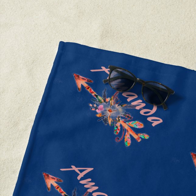 Floral arrows personalized beach towel (In Situ)