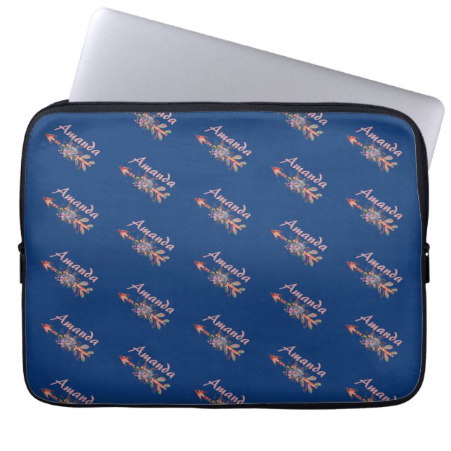 Floral arrows personalized laptop sleeve (Front)