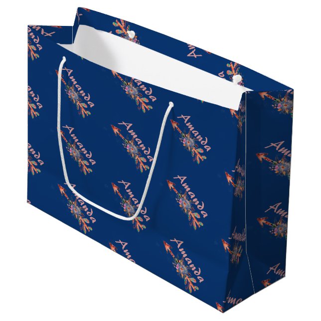 Floral arrows personalized  large gift bag (Front Angled)