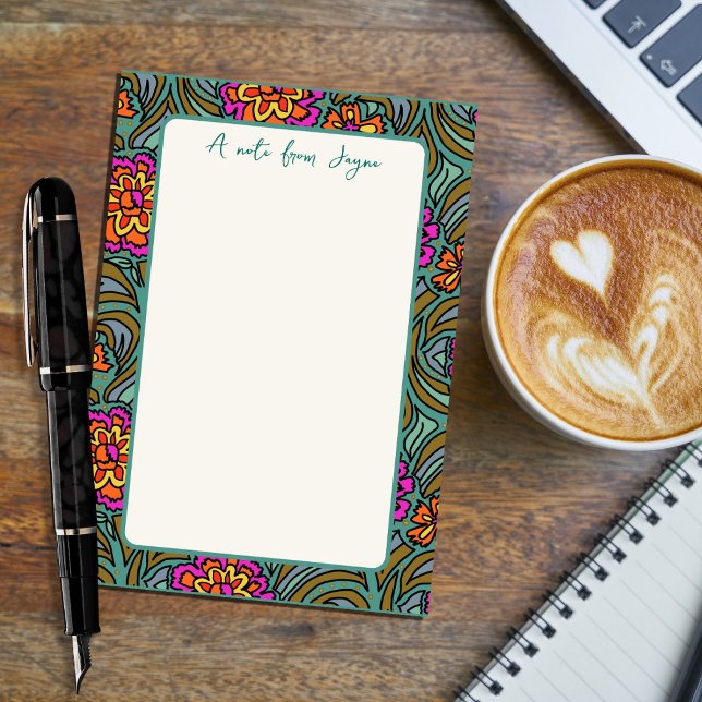 Floral Art Border Large Post It Notepad (Creator Uploaded)