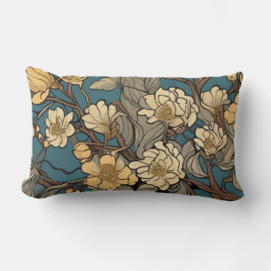 Floral Art Deco Art Nouveau Style Design Lumbar Pillow
