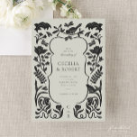 Floral Art Deco Black and Ivory Wedding Invitation<br><div class="desc">Add timeless style with this hand drawn floral Art Deco black and ivory wedding invitation. The soft ivory background with bold black details creates a chic vintage look, while the hand-drawn floral accents and Art Deco patterns bring in 1920s Gatsby charm. Perfect for roaring 20s, black tie, or vintage-inspired weddings,...</div>