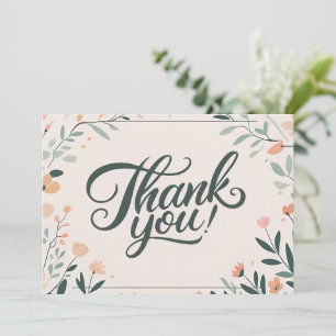 Floral Art Deco Retro Wedding Thank You Card