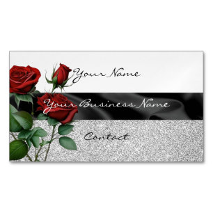 Floral art design with simulated glitter elegant 	Magnetic business card