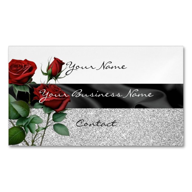 Floral art design with simulated glitter elegant 	Magnetic business card (Front)
