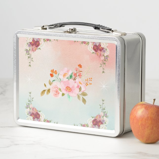 Floral Art, Flourishing Flowers, Gradient Art  Metal Lunch Box (In Situ)