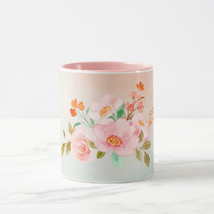 Floral Art, Flourishing Flowers, Gradient Art  Mug