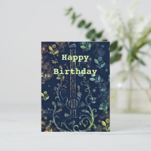 Floral Art Guitare Carte Anniversaire