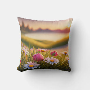 Floral Art in Augmented Reality Throw Pillow