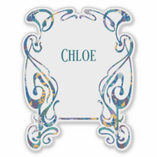 Floral art nouveau frame Custom-Cut Vinyl Sticker