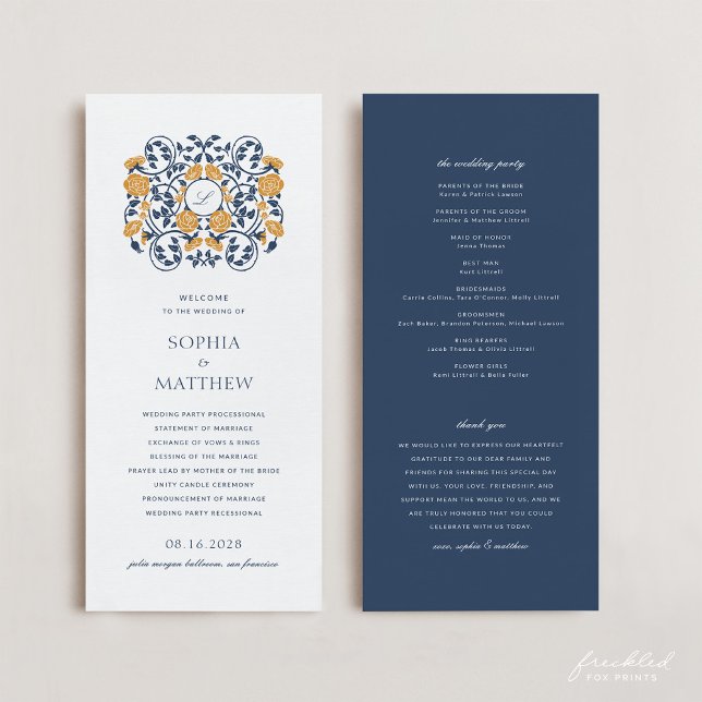 Floral Art Nouveau Monogramme Programme de mariage (Floral Art Nouveau Monogram Wedding Program)
