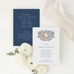 Floral Art Nouveau Monogramme Programme de mariage