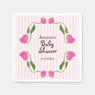 Floral Art Nouveau Pink Baby Shower Napkin