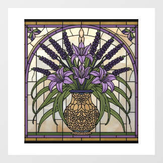 Floral Art Nouveau Stained Glass  Window Cling
