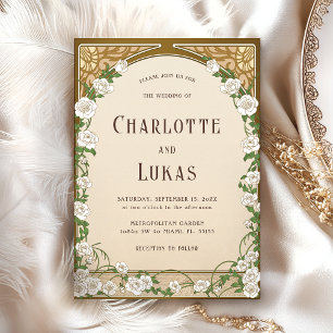 Floral Art Nouveau Vintage Mariage Invitation