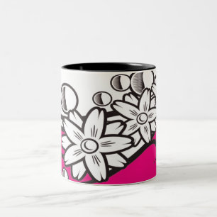Floral art on pink base mug