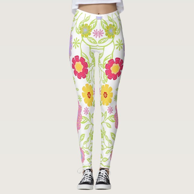 Floral Art Painting Pattern Leggings (Front)