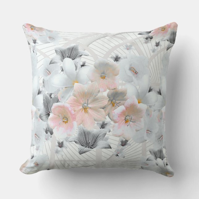 Floral Art Print Throw Pillow (Front)