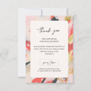 Floral Art Small Business Company Logo Branding Thank You Card